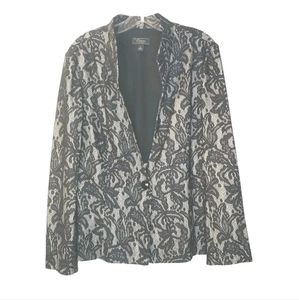 Whimsigoth Fairy Gothic Blazer Jacket Black Lace One Button Woman Plus Sz 16W